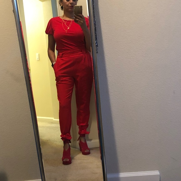 Red Casual High Waist Pencil Pants with Bow-Knot Pockets. Medium. July 4th!🇺🇸 - Picture 7 of 10